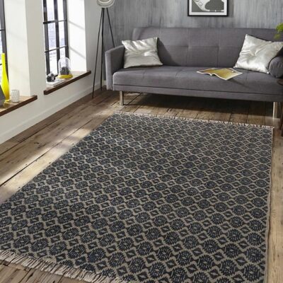 Beige blue ikkat print